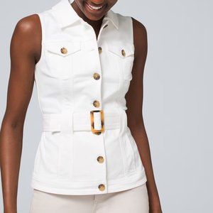 WHBM $140 Belted Denim Jean Jacket Vest Cotton 14